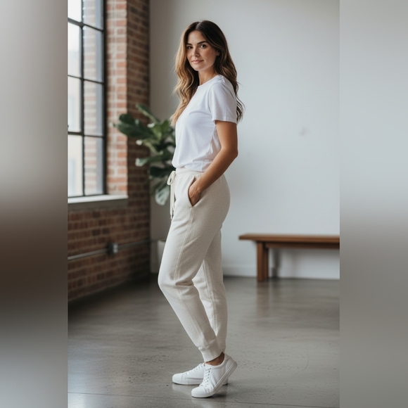 all in motion Pants - all in motion Cream Drawstring Joggers